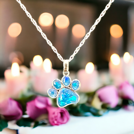 Angel Paws: Pet Memorial Cremation Ash Necklace in Sterling Silver or 14K Gold