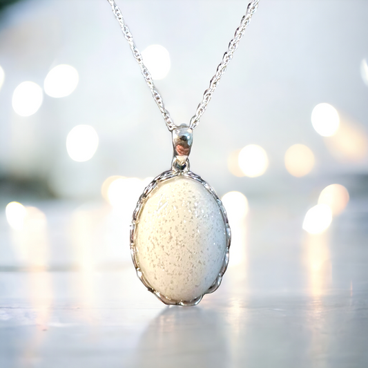 Eternal Grace: Oval Filigree Breastmilk / Cremation Ash Necklace in Sterling Silver