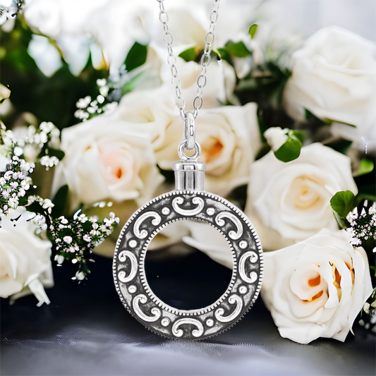 This celebration of life, Sterling Silver, cremation ash necklace for women is the perfect keepsake to remember a pet or loved one. 