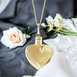 Engravable Loving Heart Ash Necklace in 10K Yellow Gold.