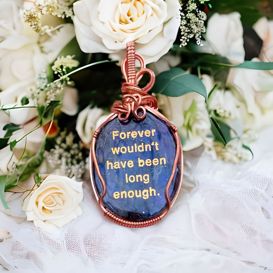 Sentimental quote on the back of the Forever necklace reads "Forever wouldn't have been long enough," making it a perfect keepsake for remembering a loved one.