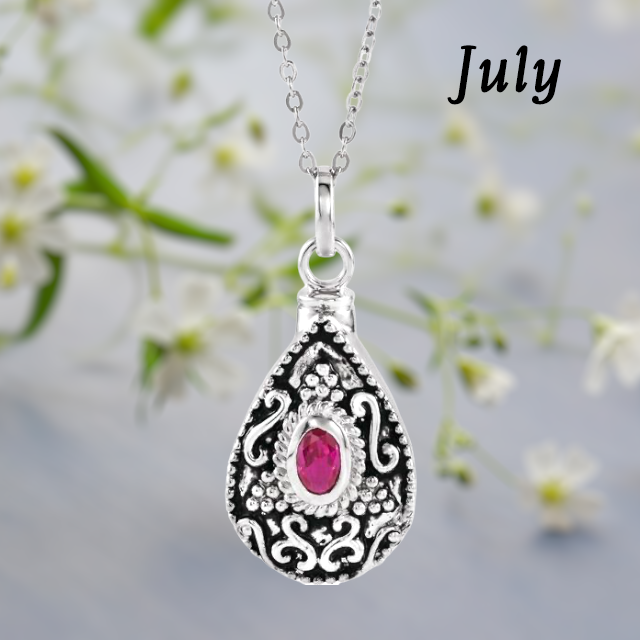 Cremation Necklace Garnet & Diamond For Ashes – Fine and Flux Jewelry