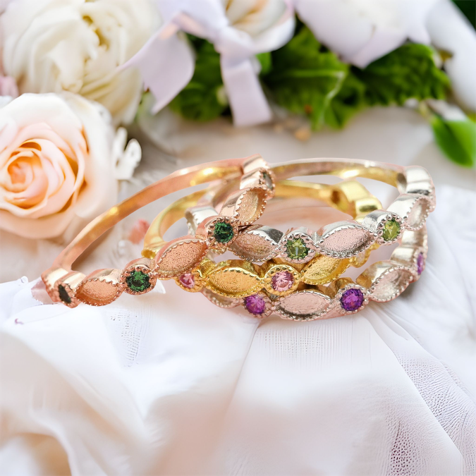 Shop Ad Stone Gold layered Bracelet Bangle | Parakkat Jewels